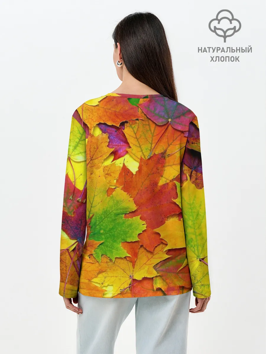 Лонгслив женский. Хлопок / Осенние листья