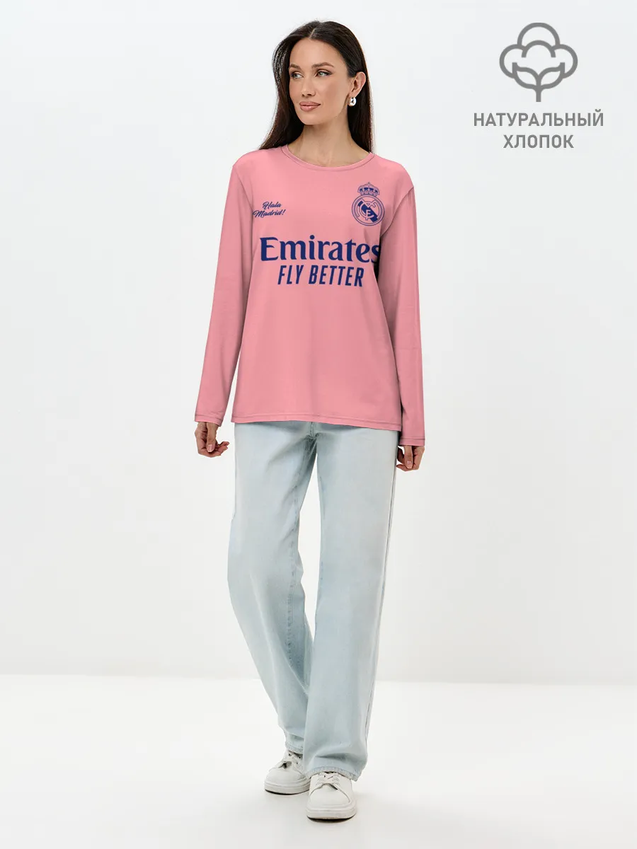 Лонгслив женский. Хлопок / REAL MADRID, выездная 20/21