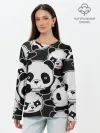 Лонгслив женский. Хлопок / Смешные панды