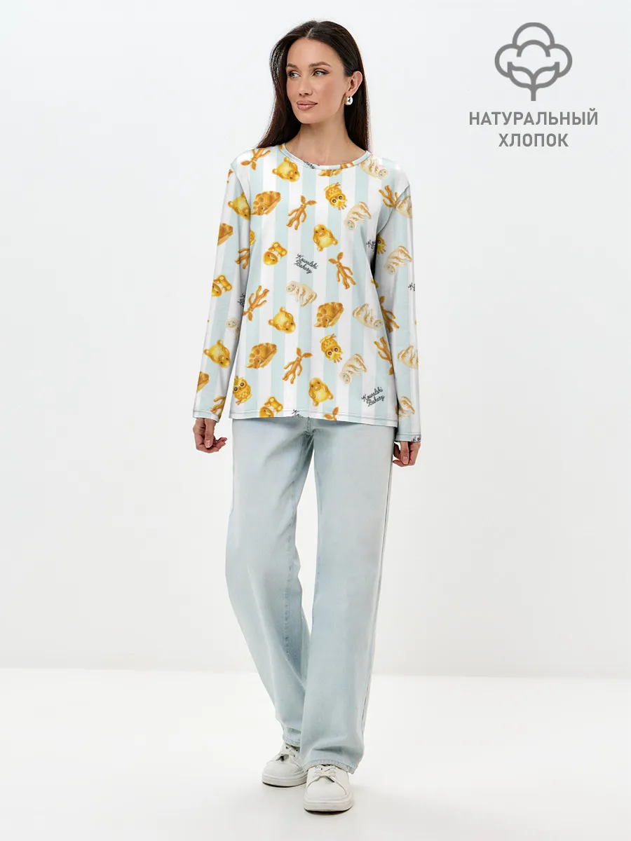 Лонгслив женский. Хлопок / Baked Goods Pattern