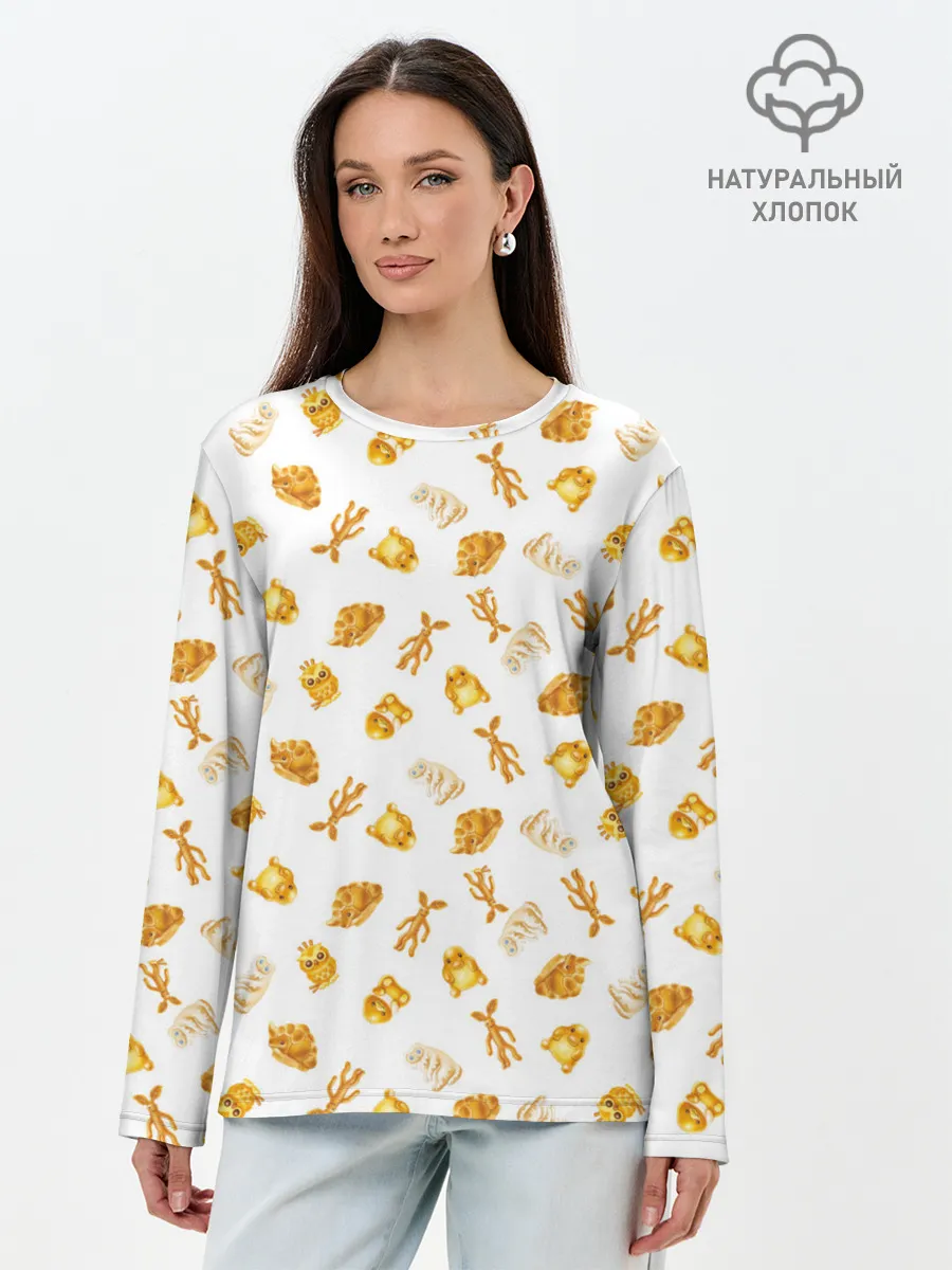 Лонгслив женский. Хлопок / Baked Goods Kowalski Pattern