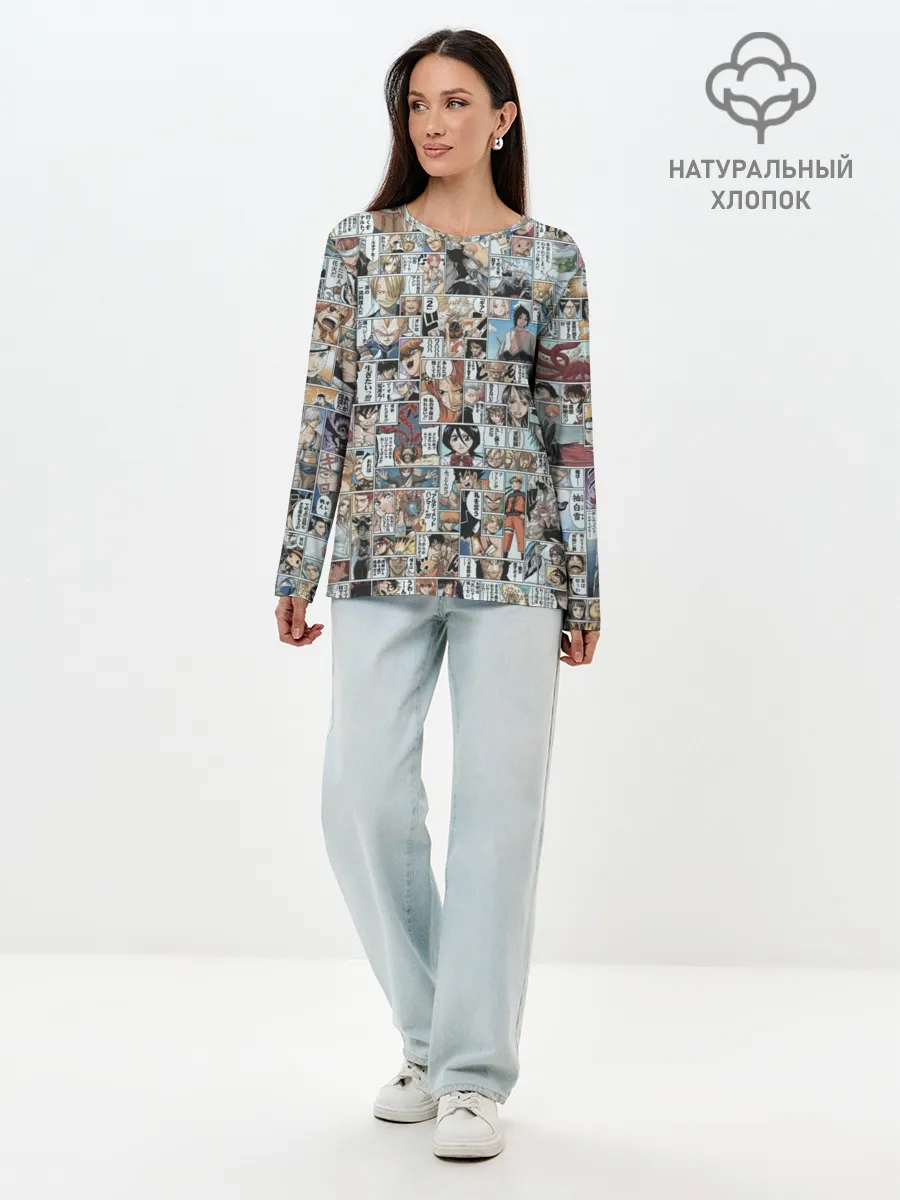 Лонгслив женский. Хлопок / MANGA PATTERN