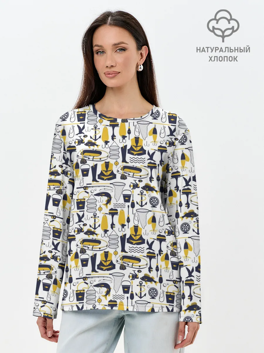 Лонгслив женский. Хлопок / Мечта рыболова