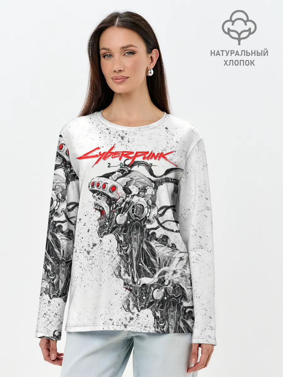 Лонгслив женский. Хлопок / CYBERPUNK 2077