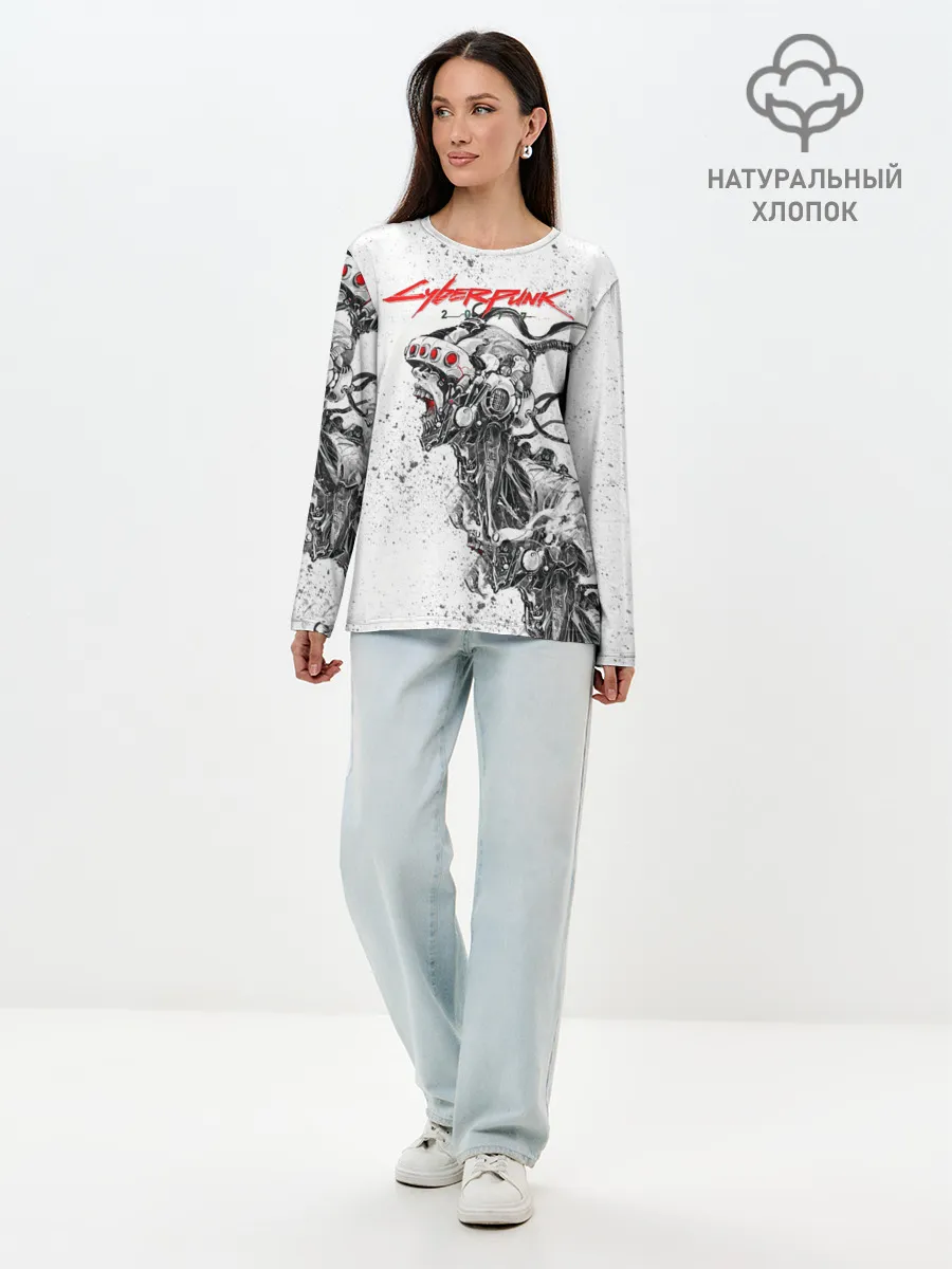 Лонгслив женский. Хлопок / CYBERPUNK 2077