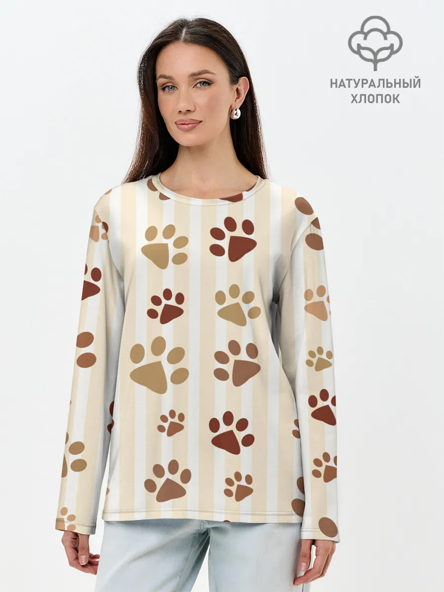 Лонгслив женский. Хлопок / Лапки