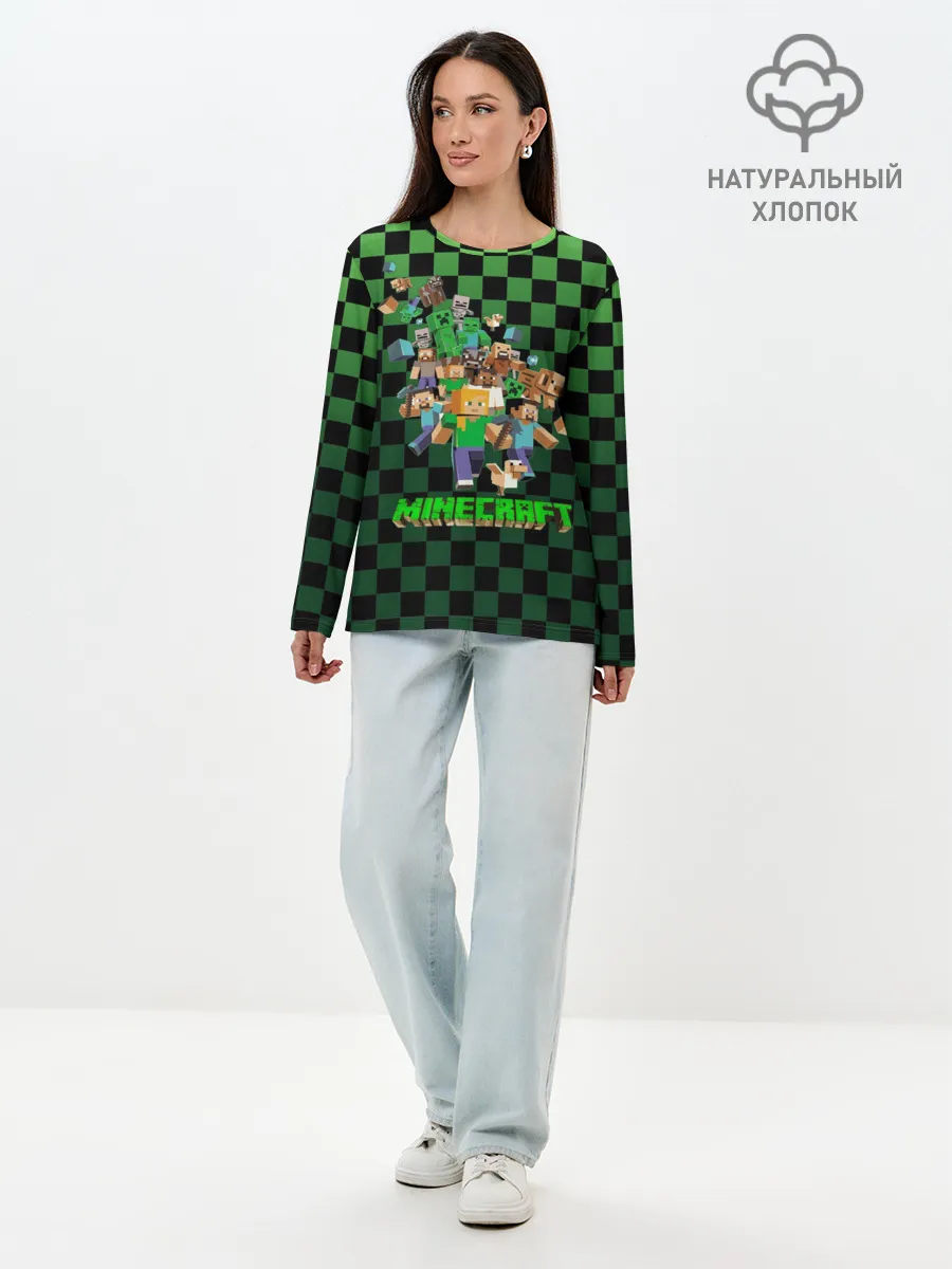 Лонгслив женский. Хлопок / Minecraft