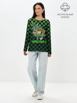 Лонгслив женский. Хлопок / Minecraft