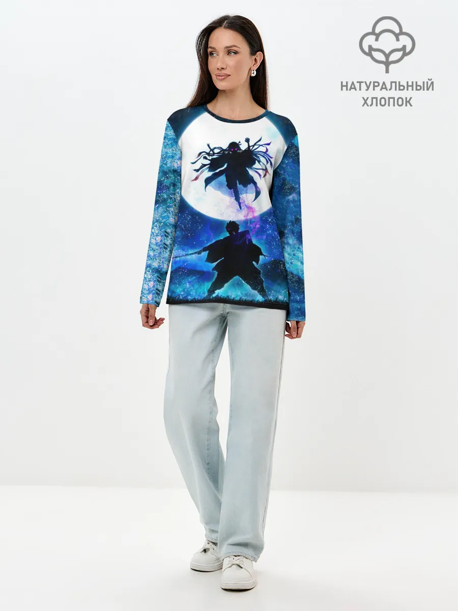 Лонгслив женский. Хлопок / Клинок рассекающий демонов