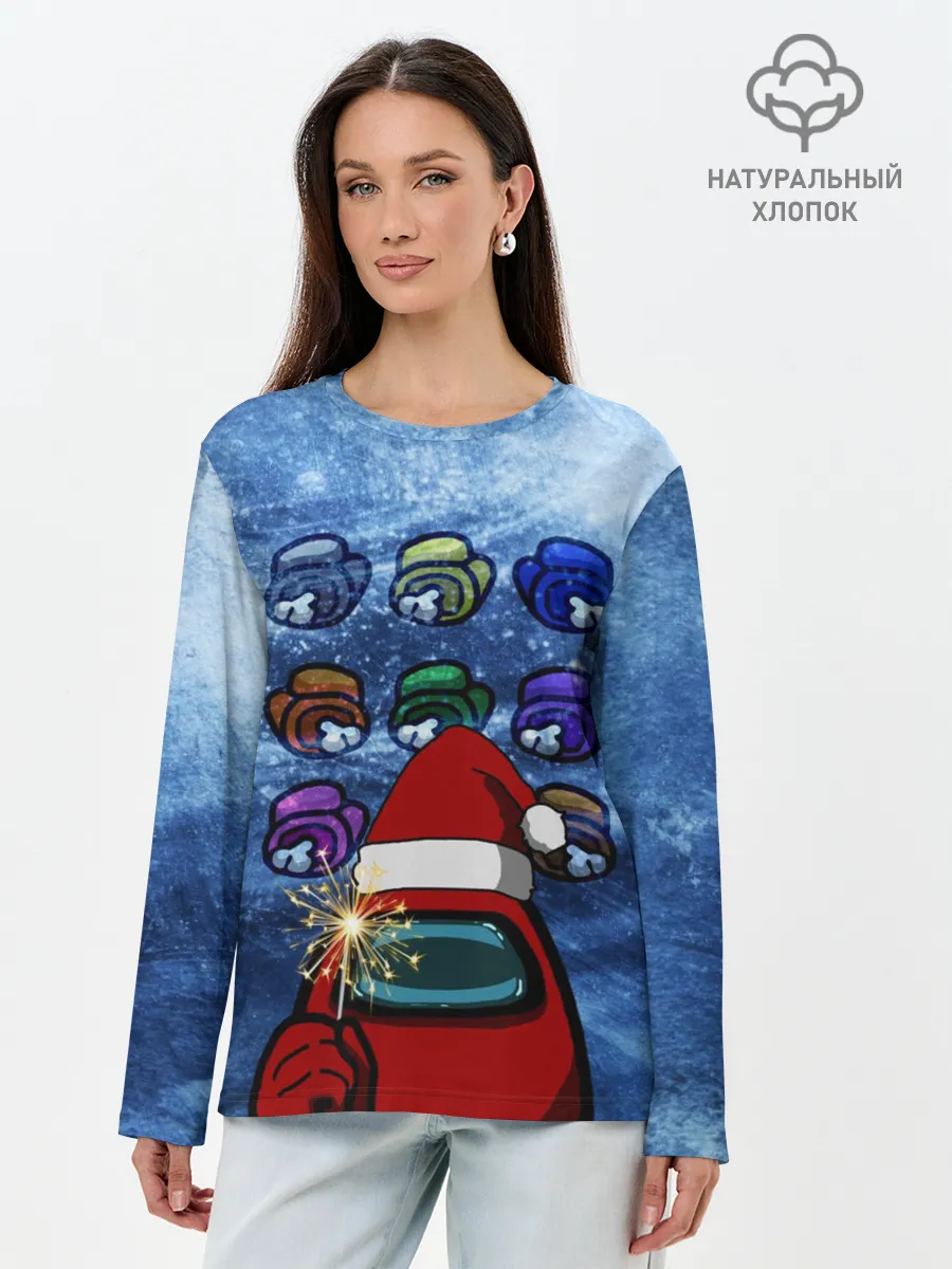 Лонгслив женский. Хлопок / Among us Happy New Year