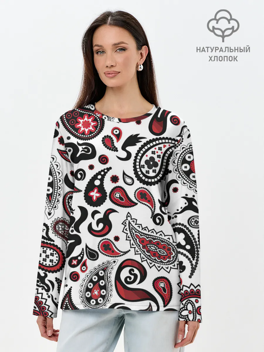 Лонгслив женский. Хлопок / Молекулярный рисунок