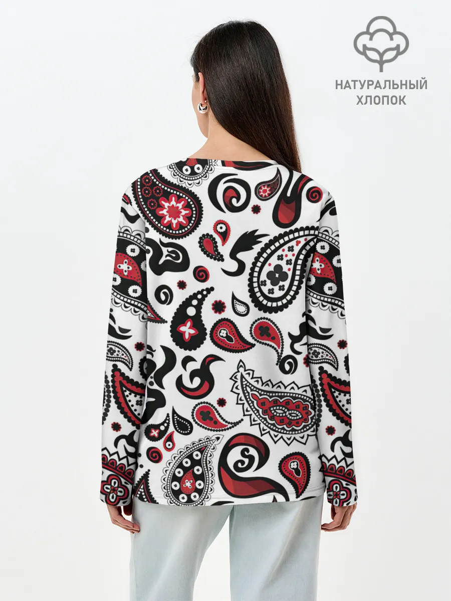 Лонгслив женский. Хлопок / Молекулярный рисунок