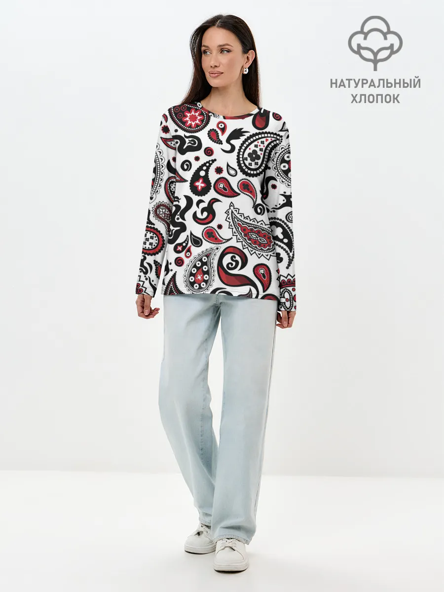 Лонгслив женский. Хлопок / Молекулярный рисунок