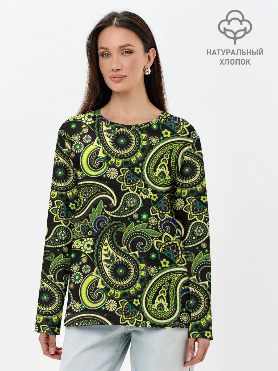 Лонгслив женский. Хлопок / Молекулярный рисунок