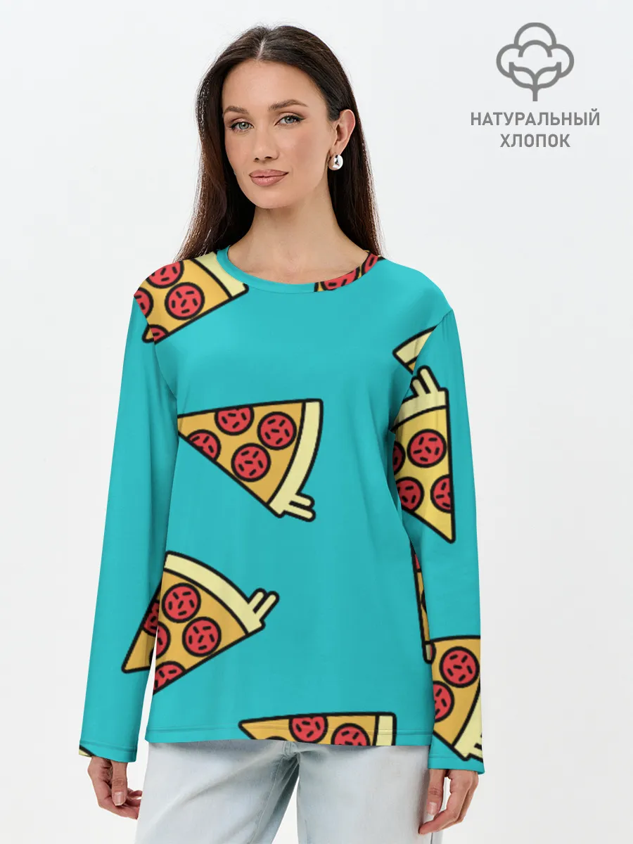 Лонгслив женский. Хлопок / пицца