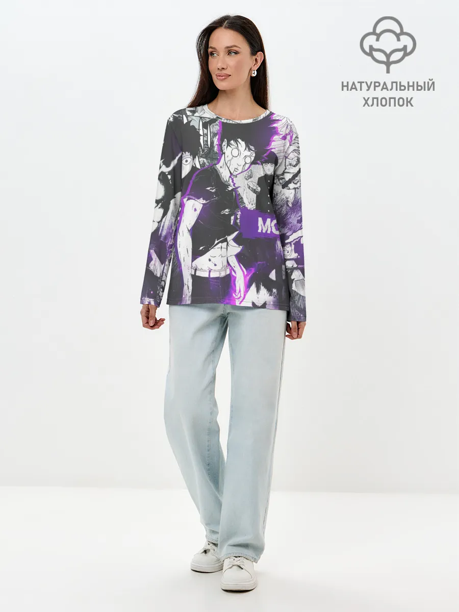 Лонгслив женский. Хлопок / Моб Психо 100