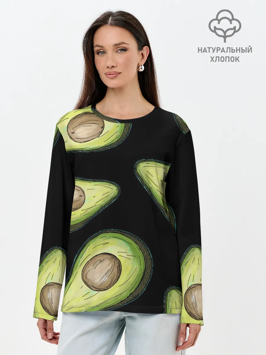 Лонгслив женский. Хлопок / Авокадо