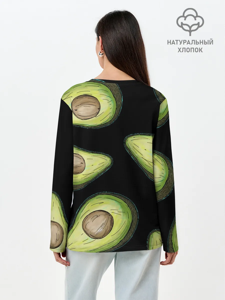 Лонгслив женский. Хлопок / Авокадо