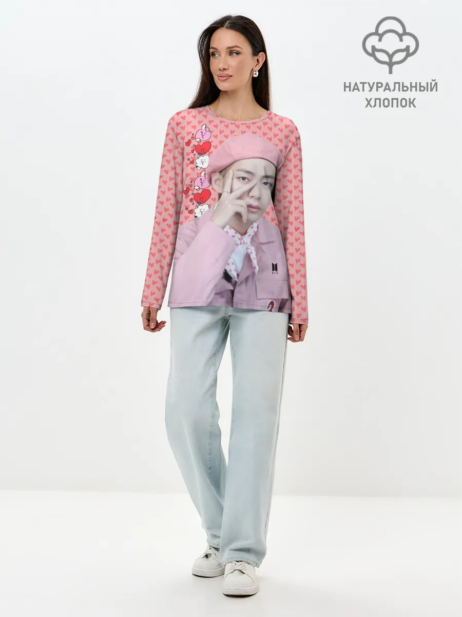 Лонгслив женский. Хлопок / BTS. Ким Тэ Хён