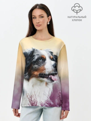 Лонгслив женский. Хлопок / Австралийская Овчарка