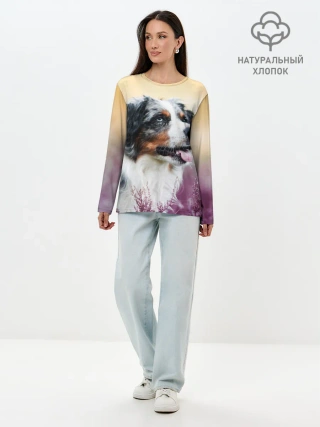 Лонгслив женский. Хлопок / Австралийская Овчарка