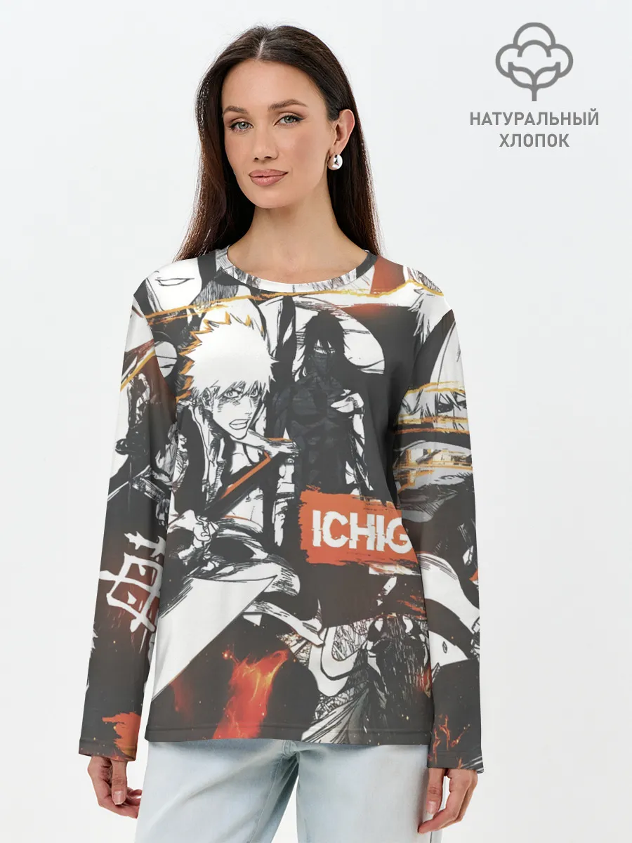 Лонгслив женский. Хлопок / Bleach Блич Ичиго Курасаки