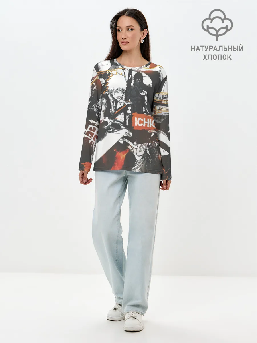 Лонгслив женский. Хлопок / Bleach Блич Ичиго Курасаки