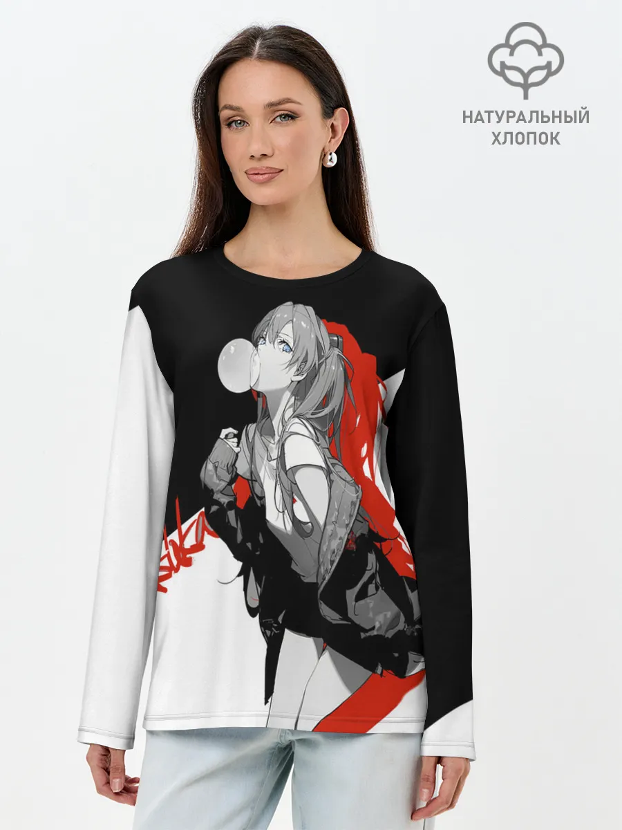 Лонгслив женский. Хлопок / Asuka Langley Evangelion