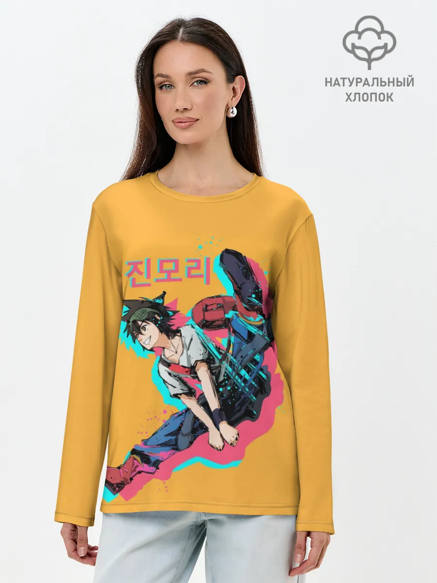 Лонгслив женский. Хлопок / Mo-Ri прыгает