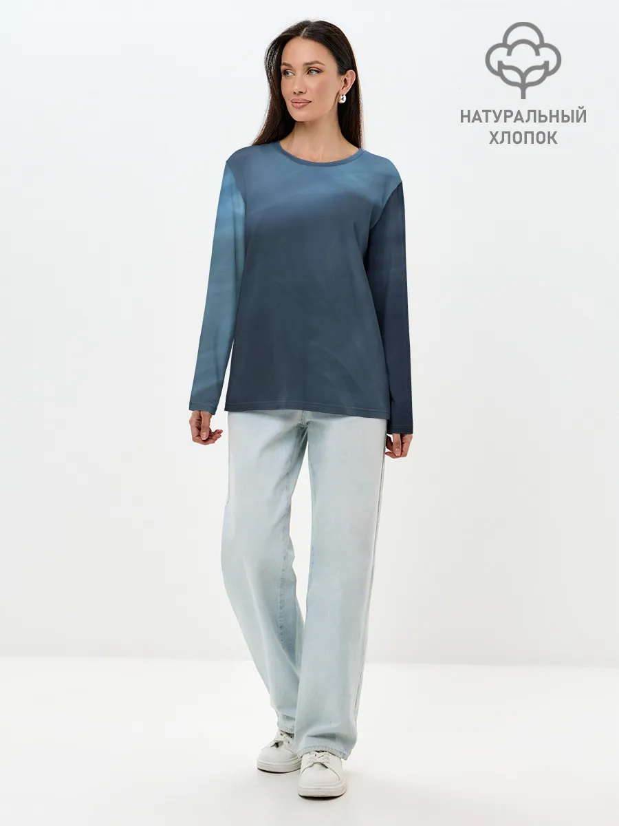 Лонгслив женский. Хлопок / Дымчатый
