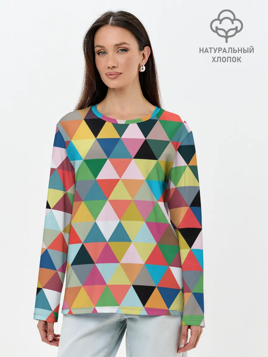 Лонгслив женский. Хлопок / хипстерский паттерн
