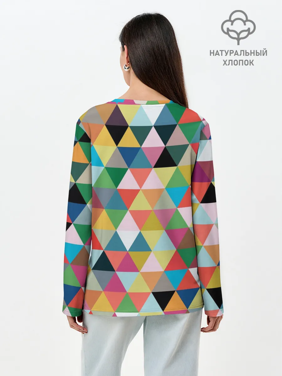 Лонгслив женский. Хлопок / хипстерский паттерн