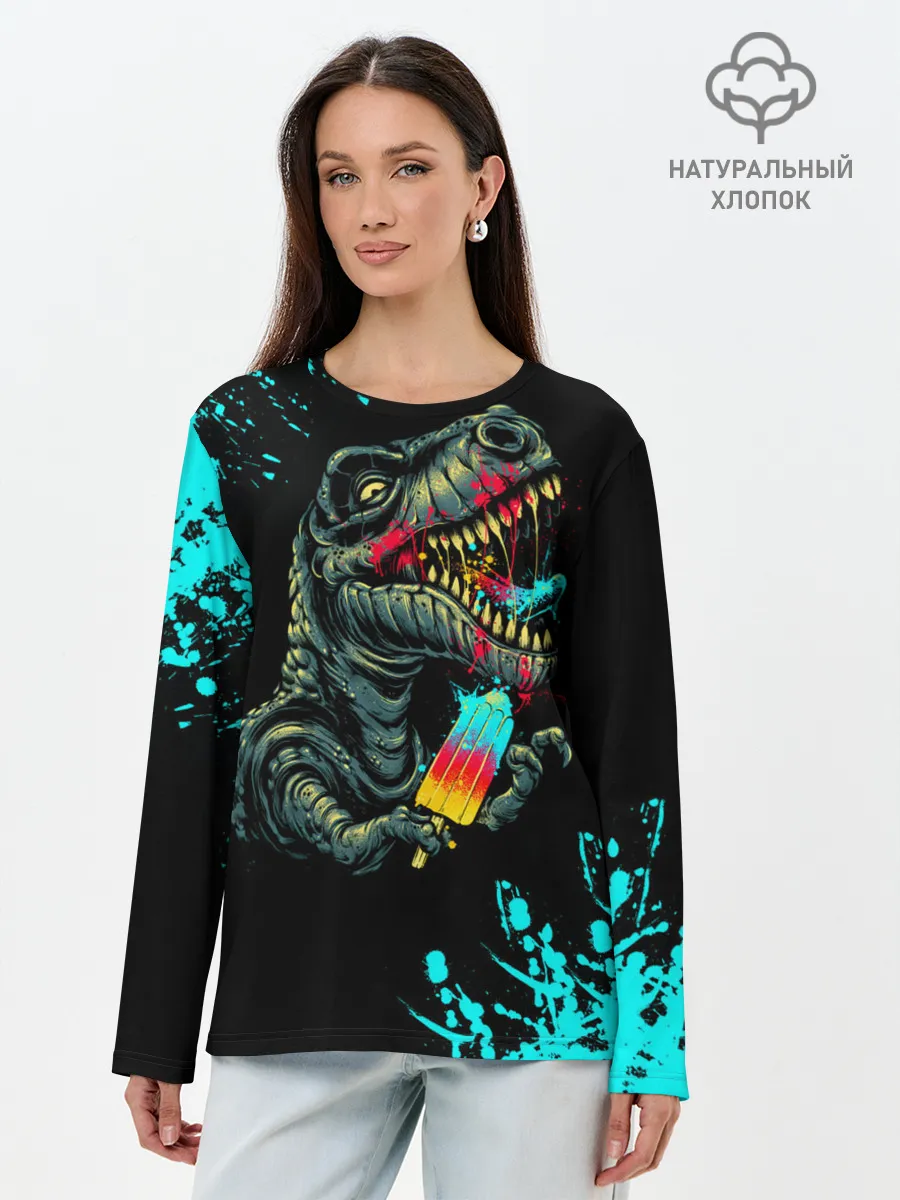 Лонгслив женский. Хлопок / Godzilla