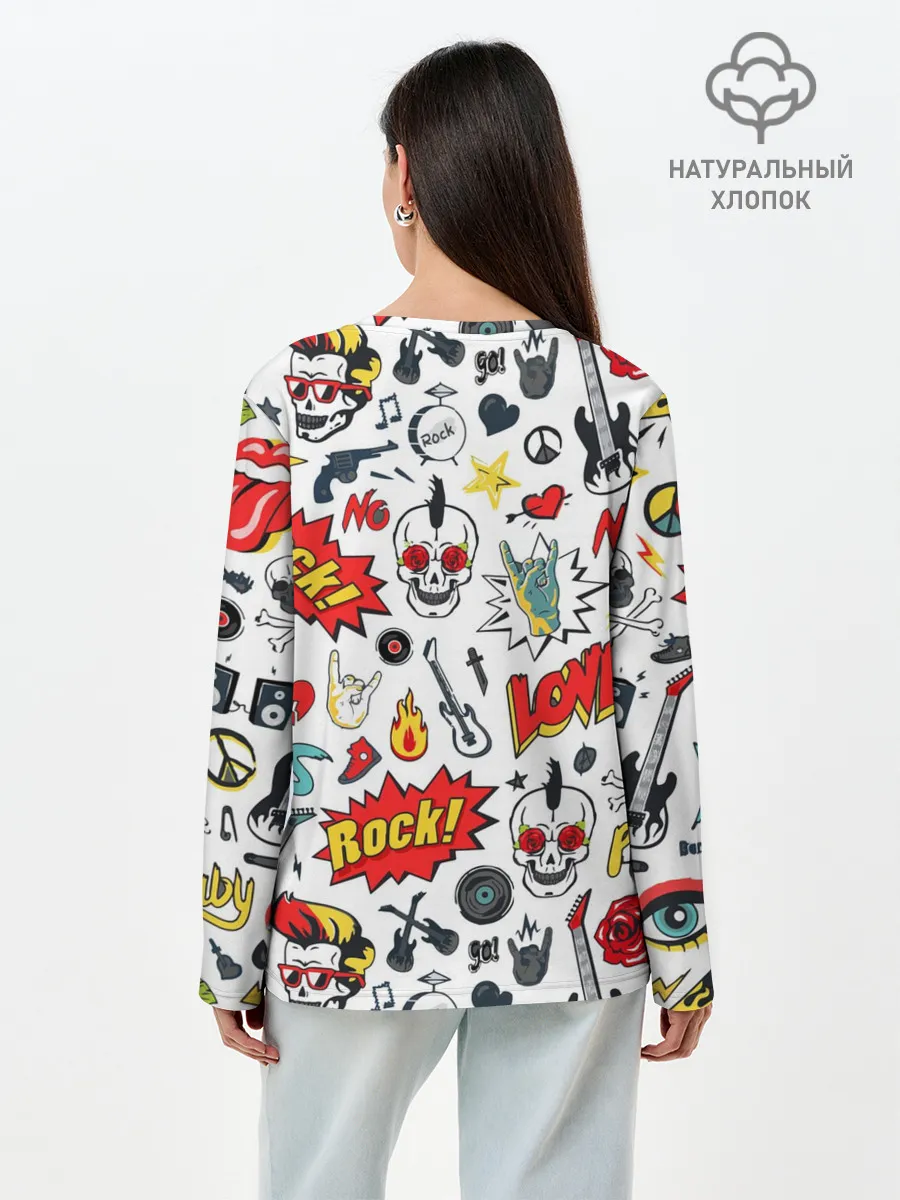 Лонгслив женский. Хлопок / Я ЛЮБЛЮ РОК