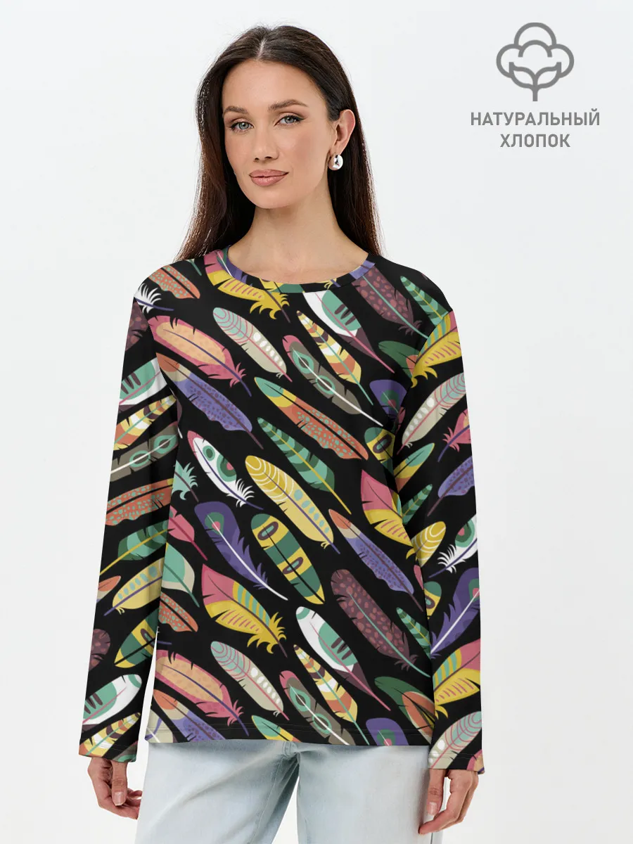 Лонгслив женский. Хлопок / Feathers 2022