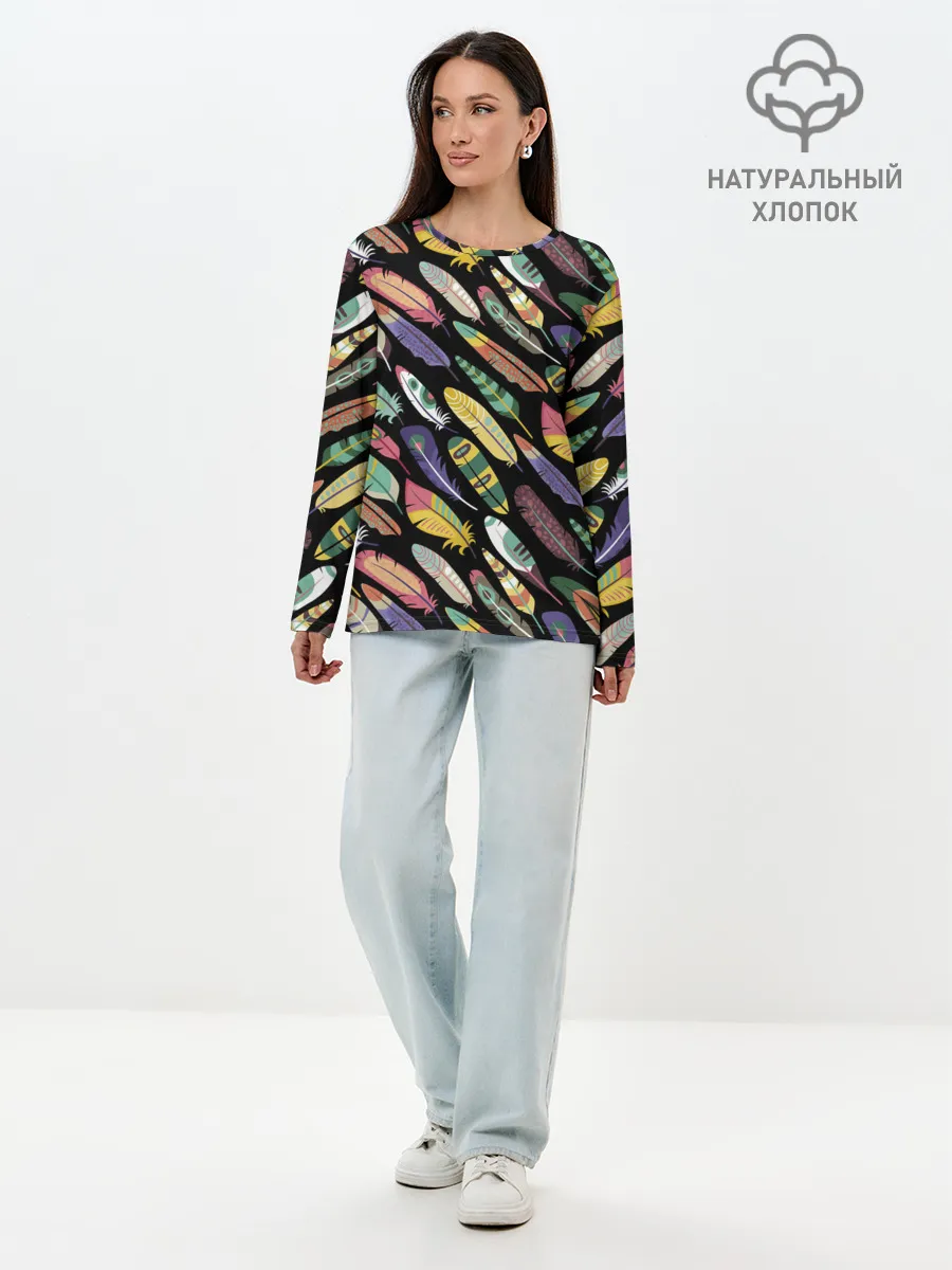 Лонгслив женский. Хлопок / Feathers 2022