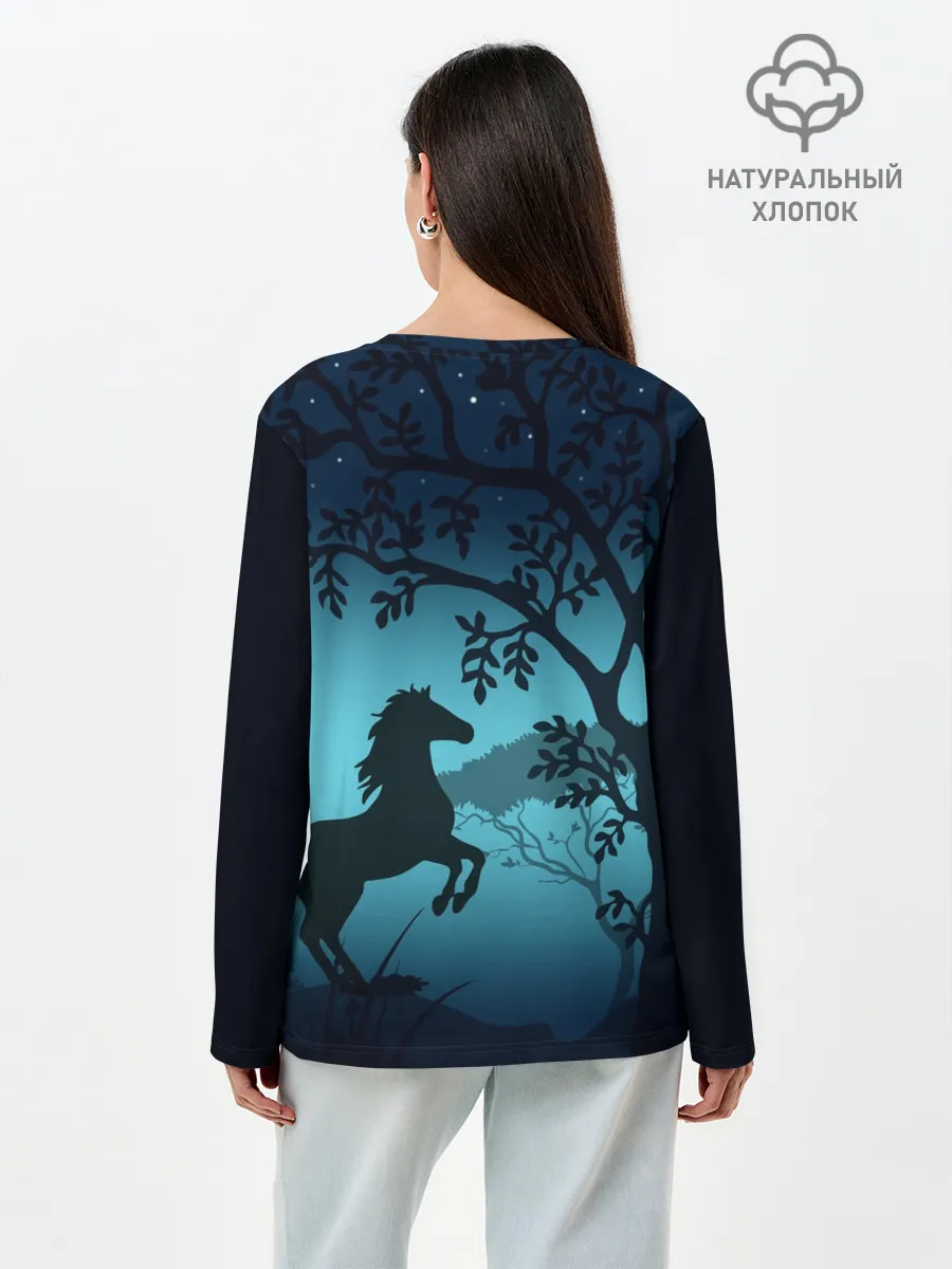 Лонгслив женский. Хлопок / Конь
