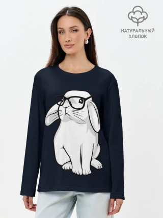 Лонгслив женский. Хлопок / Кролик Хипстер