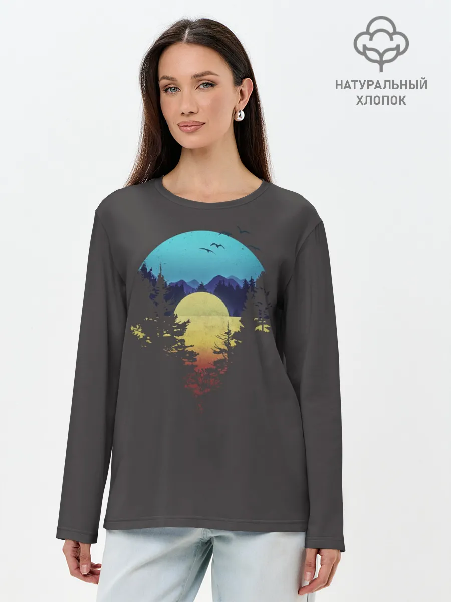 Лонгслив женский. Хлопок / Закат