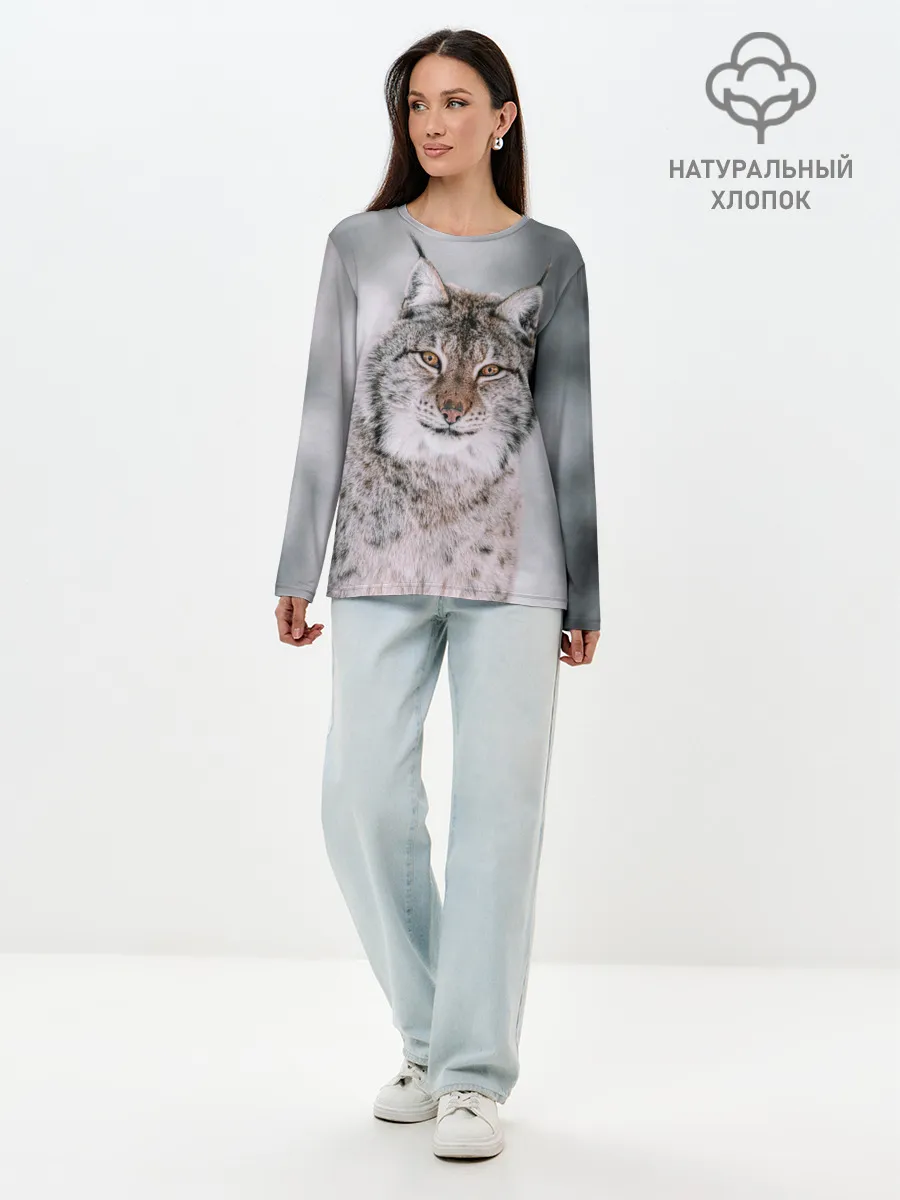 Лонгслив женский. Хлопок / Рысь