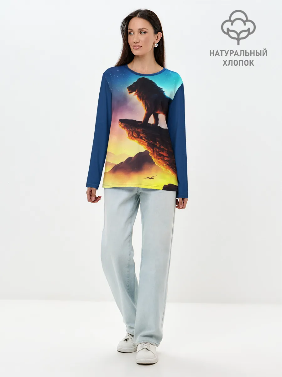 Лонгслив женский. Хлопок / Лев