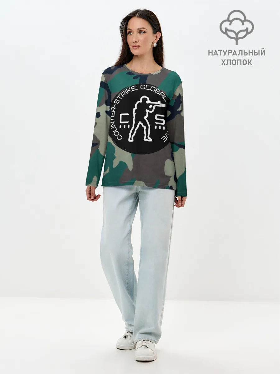 Лонгслив женский. Хлопок / символика CStrike