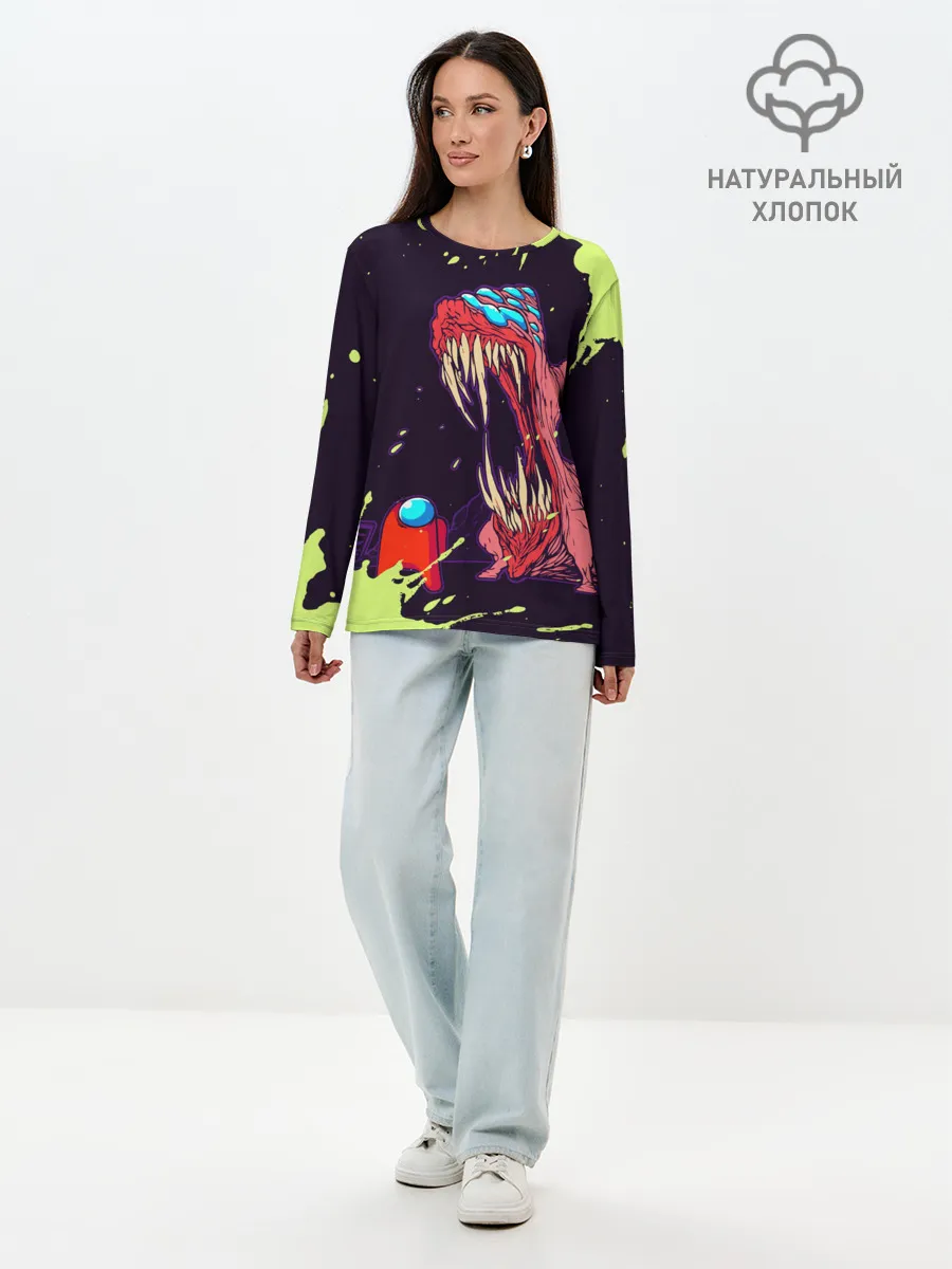 Лонгслив женский. Хлопок / AMONG US - MONSTER