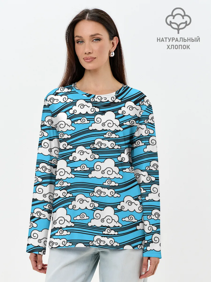 Лонгслив женский. Хлопок / КИМОНО ТАНДЖИРО