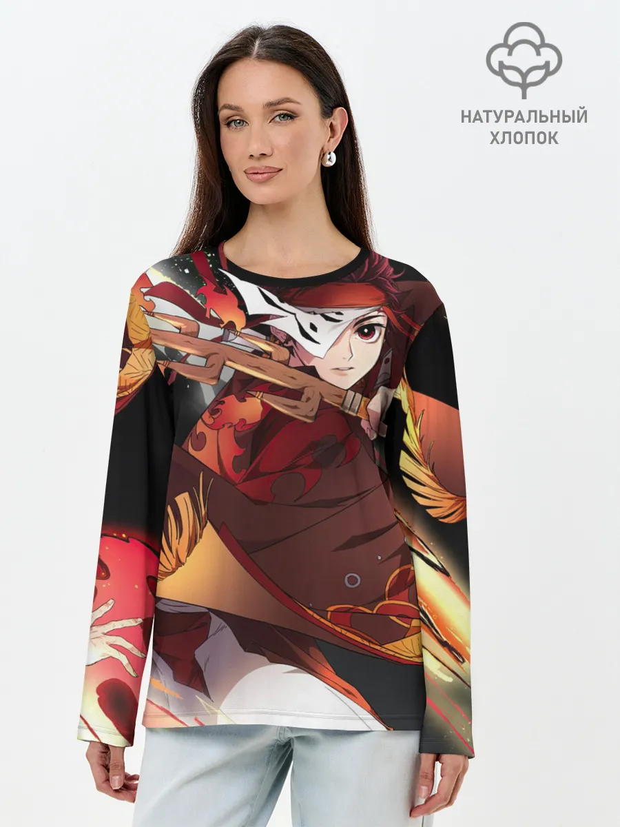 Лонгслив женский. Хлопок / КЛИНОК РАССЕКАЮЩИЙ ДЕМОНОВ