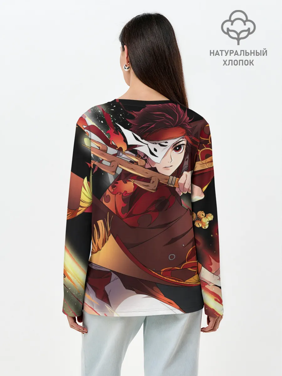 Лонгслив женский. Хлопок / КЛИНОК РАССЕКАЮЩИЙ ДЕМОНОВ