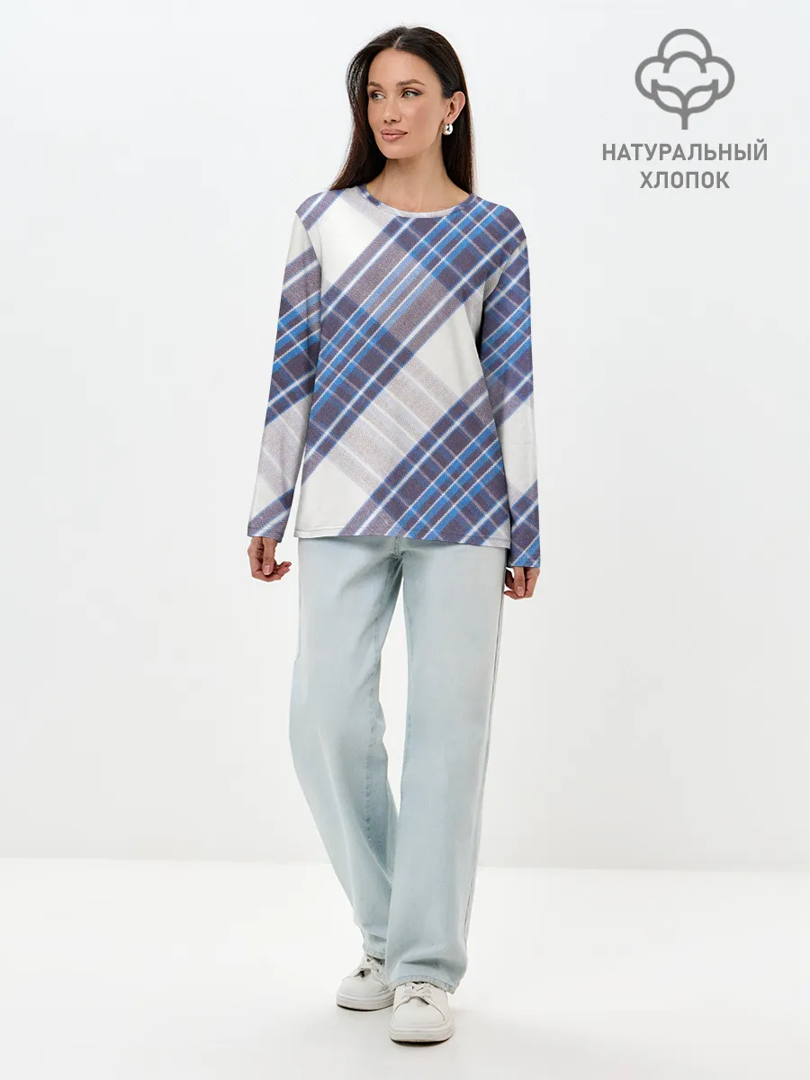 Лонгслив женский. Хлопок / Шотландка | Scottish | Tartan