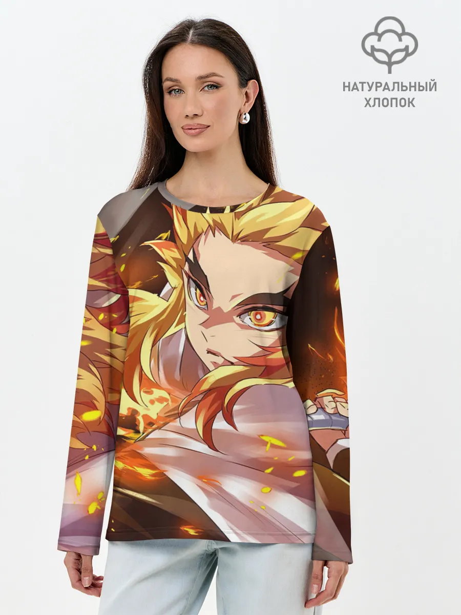 Лонгслив женский. Хлопок / Клинок Рассекающий Демонов