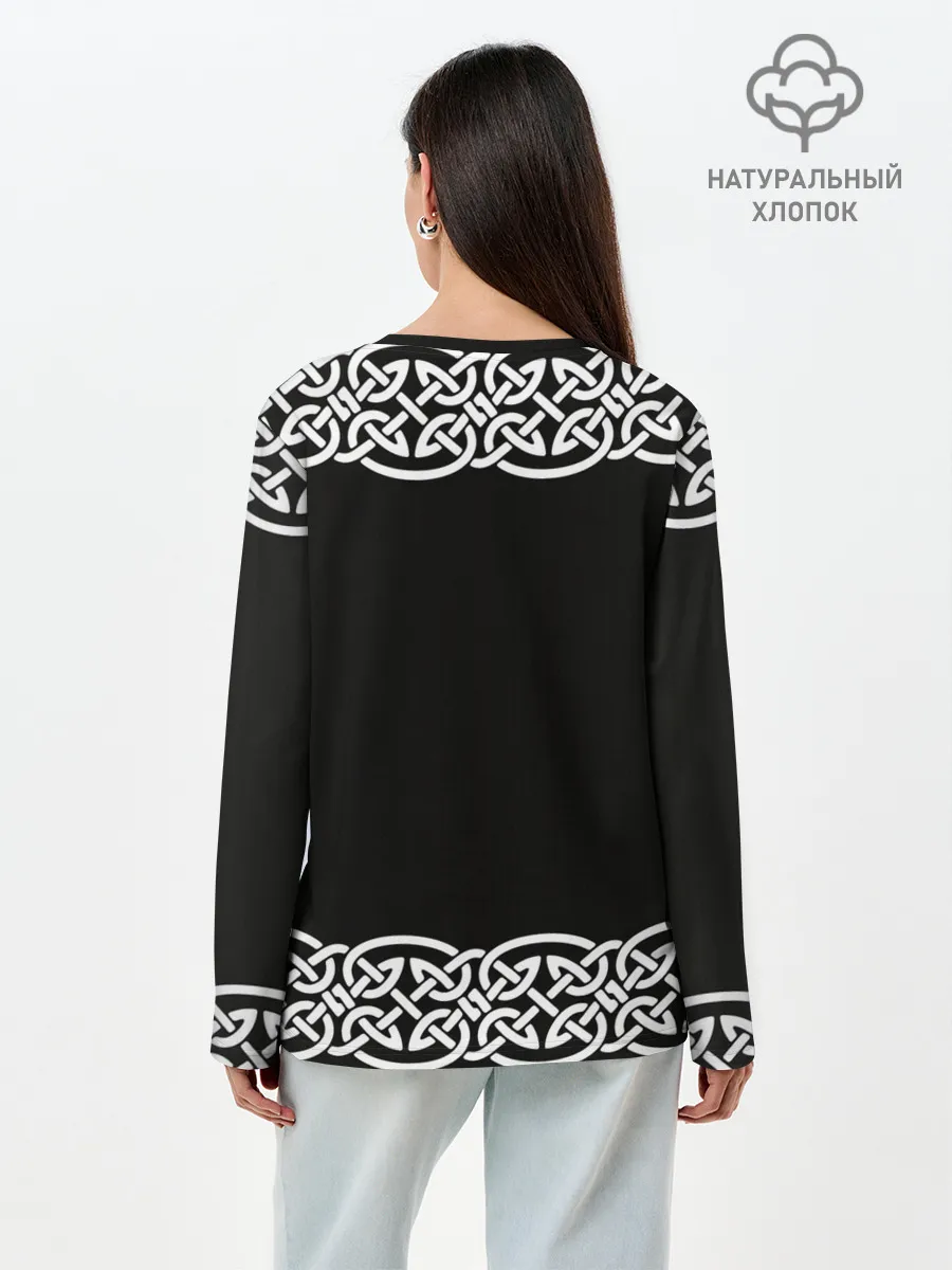 Лонгслив женский. Хлопок / Рингерике олень белый 3D