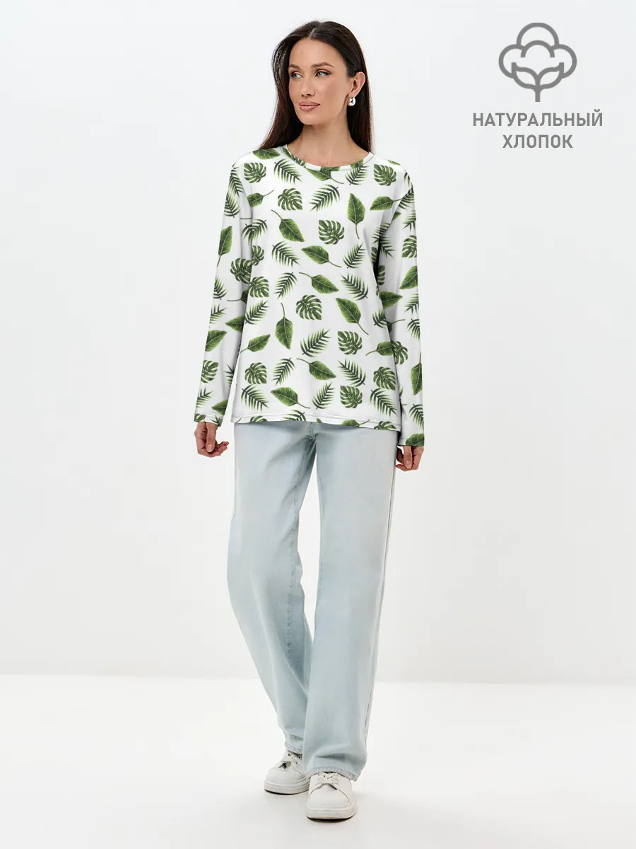 Лонгслив женский. Хлопок / папоротник